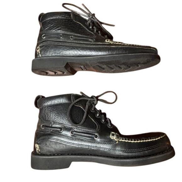 L. L. Bean Chukka Black Leather Boots Jackman Ranger Moccasin Men's Size 8.5 - Picture 9 of 13